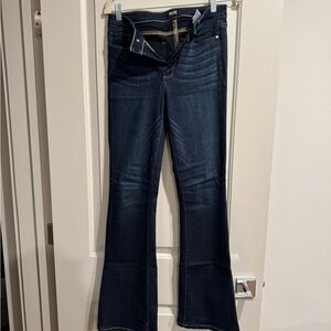 PAIGE women’s high rise bell canyon dark denim boot cut jeans